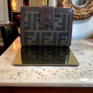 Fendi Tobacco Zucca Canvas and Leather French Compact Wallet